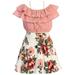 Little Girl 3 Pieces Ruffle Top Skirt Necklace Summer Clothing Skirt Set Outfit Dusty 4 JKS 2130S BNY Corner