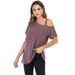 DODOING Women's Tunic Tops Knot Side Twist Loose Blouses T-Shirts Casual One Cold Shoulder T-Shirt Short Sleeve Tunic Tops Front Knot Side Twist Blouses