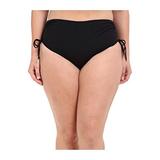 MICHAEL Michael Kors Logo Solids Shirred Hipster Bottom Plus Black Women's Swimwear, 22 Waist