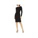 Daily Ritual Women's Rayon-Spandex Fine Rib Standard-Fit Long-Sleeve Crewneck Draped Dress