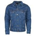 9 Crowns Men's Denim Sherpa Trucker Jean Jacket (Med Blue, Small)