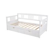 Harriet Bee Erion Potts Twin Size Daybed Wood Bed w/ Two Drawers Wood in White | 34 H x 41.2 W x 78.6 D in | Wayfair