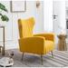 Wingback Chair - Etta Avenue™ Milana 27" W Wingback Chair Velvet/Fabric in Yellow | 39 H x 27 W x 29 D in | Wayfair