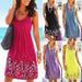 Women Summer Boho Floral Mini Print Dress Wrap Maxi Beach Sundress