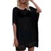 Mini Dress for Women Beachwear Short Sleeve Dress Loose Solid Dress Bikini Cover Up Dress Summer Sexy Dress