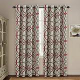 Andover Mills™ Aanya Synthetic Geometric Room Darkening Thermal Grommet Curtain Panels Synthetic in Red | 108 H in | Wayfair