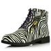DailyShoes Ankle Boot Pocket Women's Ankle Combat Boot People High Top Classic Casual Fashion for High Exclusive Credit Card Pocket Shoe Zebra,Pu,5, Shoelace Style Purple