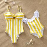 PatPat Yellow and Blue are Available Matching Swimsuits Girl Boy Women Men Swimwear
