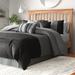 Andover Mills™ Liesel 7 Piece Striped and Pleated Comforter Set Polyester/Polyfill/Microfiber in Gray/Black | Wayfair