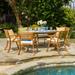 Winston Porter Brizio 7 Piece Teak Outdoor Dining Set w/ Cushions Wood in Brown/White | Wayfair BCHH1183 34448809