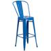 Trent Austin Design® Iddings 24" High Metal Indoor-Outdoor Counter Height Stool w/ Back Metal in Blue | 46.5 H in | Wayfair
