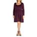 24/7 Women's Plus Size Comfort Apparel Casual Long Sleeve Pleated Plus Size Dress