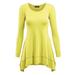 MBJ WT1178 Womens Long Sleeve Double Layer Tunic Top S YELLOW