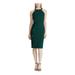 RALPH LAUREN Womens Green Embellished Sleeveless Halter Knee Length Sheath Evening Dress Size 8