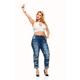 V.I.P.JEANS Plus Size Jeans For Women Distressed Skinny Ripped Patched Jeans Junior and Plus Sizes