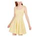 SPEECHLESS Womens Yellow Lace Zippered Sleeveless Square Neck Short Fit + Flare Party Dress Size 1