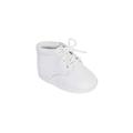 Boys White Lace-Up Closure Leather Christening Bootie Shoes