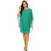 Fanny Fashion Womens Jade Crew Neck Chiffon Overlay Evening Gown