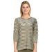 Alfred Dunner Womens Plus-Size Casual Ribbed Striped Embroidered Knit Top