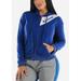 Womens Juniors Long Sleeve Stretchy Hoodie - Cozy Royal Blue Sweater - Zip Up Hooded Sweater 10034N