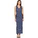 Nicole Miller Artelier BLACK/BLUE Illusion Stripe Maxi Dress, US Petite