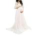 UKAP Maternity Off Shoulder Ruffle Sleeve Lace Trailing Elegant Dress Women's Gown Maxi Photography Dress White M(US 6-8)