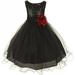 Big Girls' Gorgeous Sequined Round Neck Tulle Flower Corsage Pageant Flower Girl Dress Black 12 (K30D5)