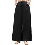 ZANZEA Women Full Length High Waist Pants Plain Solid Basic Palazzo Trousers