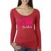 I Wear Pink for My Sisiter Survivor Awareness Womens Scoop Long Sleeve Top, Vintage Red, Small