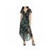 INC Womens Black Floral Short Sleeve V Neck Maxi Sheath Dress Size: 6