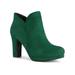 Allegra K Women's Round Toe Chunky Heels Ankle Heel Boots