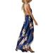 Women Hawaiian Floral Print Long Maxi Dress Casual Beach Sleeveless Backless V Neck Party Holiday Long Sun Dress Ladies Casual Wrap Summer Holiday Long Sundress