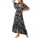 Bohemian Dress for Women Short Sleeve Floral Long Maxi Dress Summer High Low Swing Dresses Party Cocktail Evening Dresses