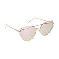 Inner Vision Cat Eye Aviator Metal Frame Cross Bar Sunglasses, Flat Polarized Lens for Women, Revo 100% UV Protection With Case - Rose Gold Frame, Pink Lens