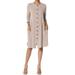 TheMogan Women's S~3X Button Front Shirred Shift Dress Long Sleeve Pocket Cardigan