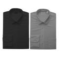 2 PACK Men's Boltini Italy Standard Collar Long Sleeve Regular Fit Classic Dress Shirt - Grey Black
