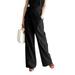 Women Solid Palazzo Cotton Wide Leg Pants Ladies Casual Loose Trousers