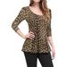 Allegra K Women's Leopard Prints Stretchy Autumn Peplum Shirt Peplum Blouse