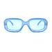 Mod Beveled Thick Plastic Rectangle Retro Sunglasses All Blue