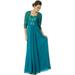 Metallic Lace Empire Mother Of The Bride Dress with Bolero (Small, Teal)