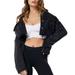 (Toponeto) Women Long Sleeve Denim Short Coat Ladies Casual Jacket Outwear Jeans Overcoat