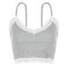 Women Backless Lace Patchwork Sexy V Neck Strap Crop Tops Tank Tops Summer Sleeveless Skinny Sweet Fashion Elegant Streetwear Clubwear Camisole Party Vest