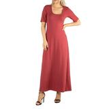 24seven Comfort Apparel Womens Casual Maxi Dress With Sleeves, R011680, Made in USA