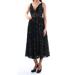 FAME AND PARTNERS Womens Black Lace Sleeveless V Neck Tea Length Fit + Flare Prom Dress Size Size 0