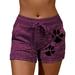Beach Shorts for Women Casual Cat Paw Print Short Pants Elastic Drawstring Waist Short Sport Workout Active Shorts