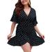 MAWCLOS Women Vintage Polka Dot Dress Retro Rockabilly Prom Casual Evening Cocktail Ball Gown Mini Dress Plus Size Boho Sundress