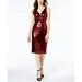 NIGHTWAY Red Sequin Zippered Scoop Back Sheath Dress 14P Chronoarc