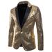 Men Sequin Coat Rock Elegant Long Sleeve Blazer Modern Formal Suit Fashion Jacket Spring Autumn Workwear Outerwear Tuxedo