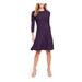 JESSICA HOWARD Womens Purple Long Sleeve Crew Neck Above The Knee Fit + Flare Dress Size XL