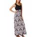 Vintage Print Long Maxi Dress Women Summer Sundress Fit and Flare Sleeveless Bohemian Boho Beach Dress